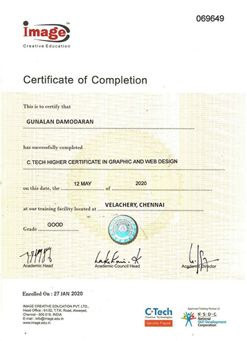 C.Tech Higher Certificate in Graphic and Web Design from Image Creative Education